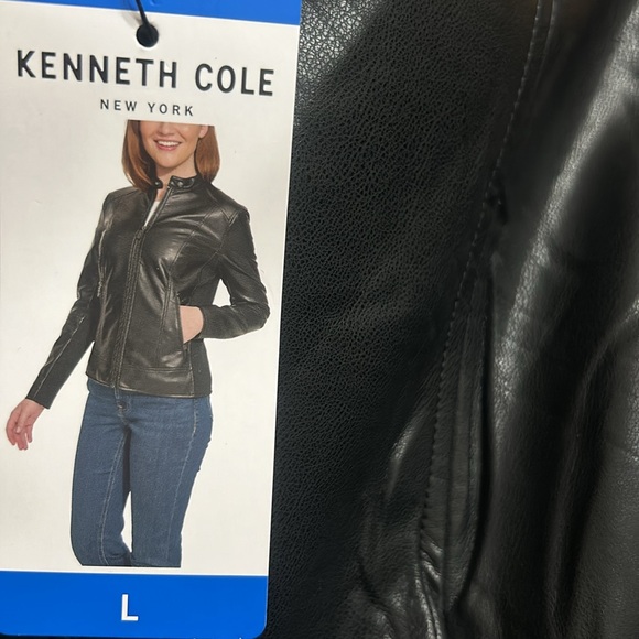 NWT Kenneth Cole Faux Leather Jacket black size M, L - Picture 4 of 12